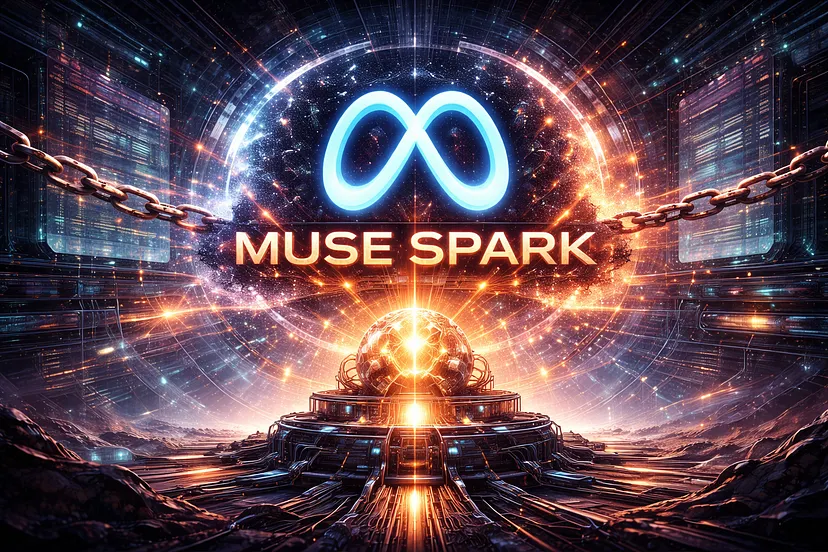 Futuristic AI system labeled Muse Spark replacing Llama, symbolizing Meta’s shift from open-source AI to closed models.